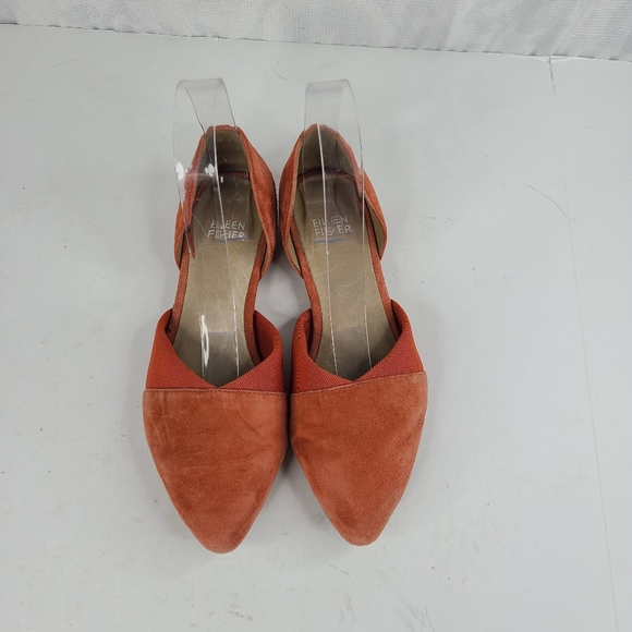 Eileen Fisher Asha Su coral suede leather slip on D'Orsay flats - Picture 3 of 13